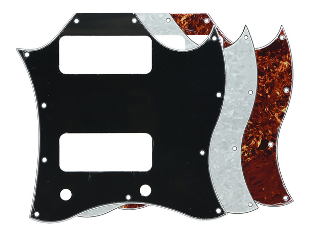 Ricambi Chitarra Sg Pickguard Per Chitarra SG - Piastra Antigraffio Nera 3 Strati Full Face, Con Viti Metal Gear Solid V Ground Zeroes - Foto 2
