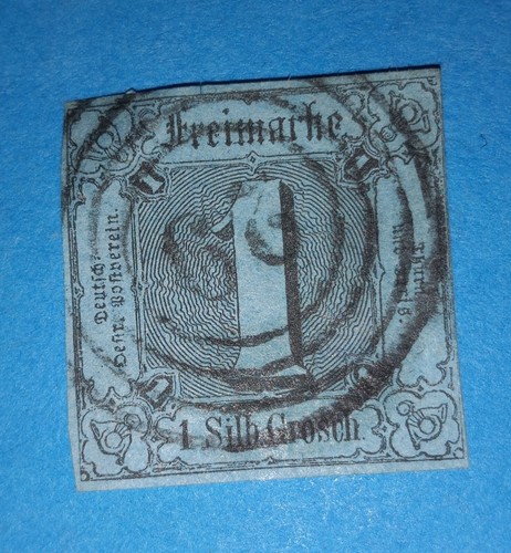 + 1853 Thurn and Taxis German States N District #5 1sgr Imperf.29 Hanau,Hesse