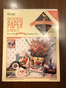 Vintage PLAID COMPANY 21 X 30" Decoupage Sheet Paper, Floral Onyx #1455