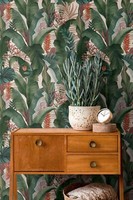Vliestapete BläTter Dschungel Blumen Pflanzen Orange GrüN 39435-1 (4,67€/1Qm)