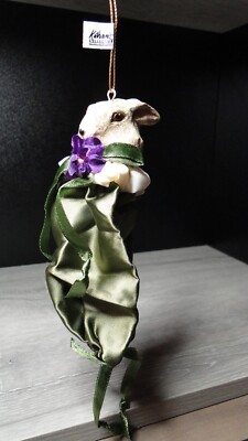 Katherines Collection 5  Rabbit Satin Cloth Bag Ornament Wayne Kleski