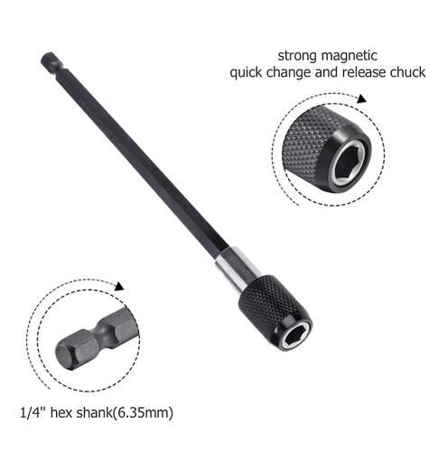 Right Angle Drill Adapter Flexible EXTENSION Bits 1/4" Hex Shank Hard Extensions - Picture 11 of 27