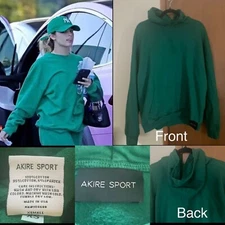 AKIRE SPORT Erika Costell X-Small XS OVERSIZED BOYFRIEND HOODIE GREEN MSRP: $70