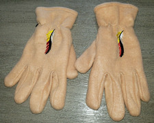 men women NEW FLEECE WINTER GLOVES feathers embroidered on top ONE SIZE soft 