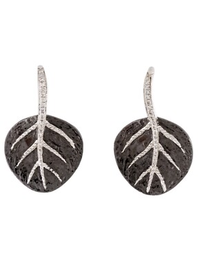 MICHAEL ARAM STERLINGSILBER DIAMANT BOTANISCHE BLATTOHRRINGE