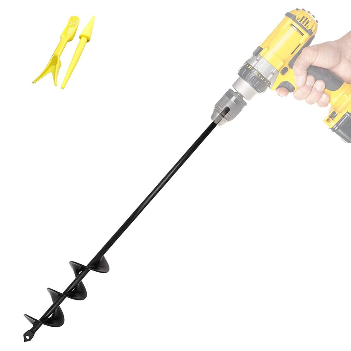 LAMPTOP 2-Pack Auger Drill Bit With Garden Gloves, Garden Plant Flower