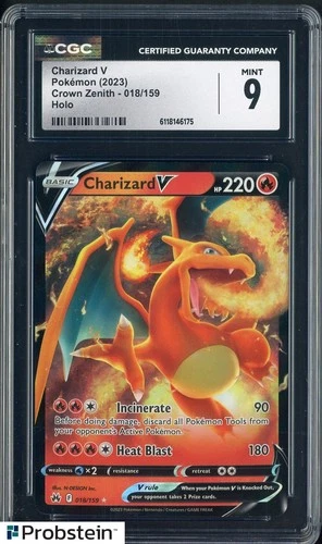 2023 Pokemon Crown Zenith 018/159 Charizard V Holo CGC 9 MINT