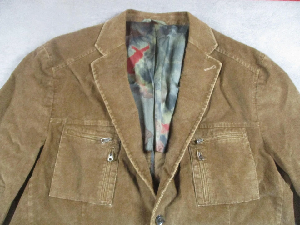 Kroon Blazer Mens 46R Brown Corduroy Utility Pockets Casual Jacket Sport Coat - Image 3 of 4