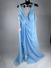 JJ’s House Sky Blue Chiffon Maxi Dress V Neck Sleeveless Formal Bridesmaid US16w