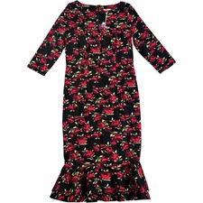Joe Browns Rose Print Midi Dress Red Floral Size 12