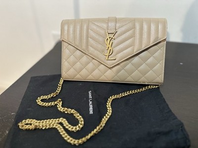 Saint Laurent Envelope Small Grain de Poudre Crossbody Embossed Leather