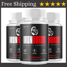 (3 Pack) Iron Horse for Men Advanced Formula Vitamin Max Supplement 180 Capsules