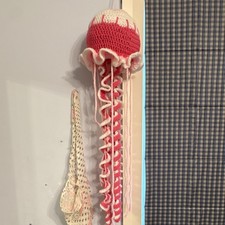Handmade Crochet Jellyfish Hanging Stuffed Animal Plush Pink/White Large 2026