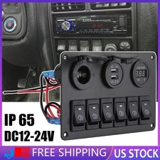 Led 6 Gang Rocker Switch Panel Circuit Breaker Ip65 For Rv Car Marine 12v 24v