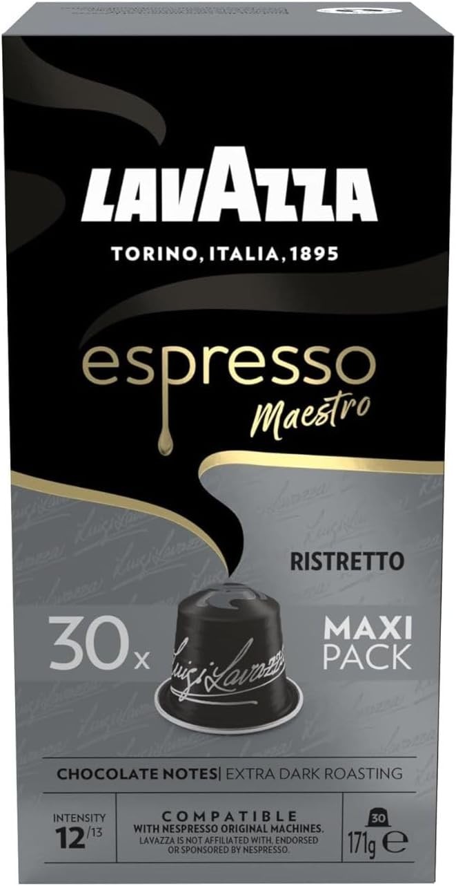 Lavazza, Espresso Maestro Ristretto, 30 Aluminium Capsules Compatible with Nesp