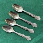 Set of 4  Flower of Month December Wallace Sterling Tsp w/holly Capricorn 5 7/8"