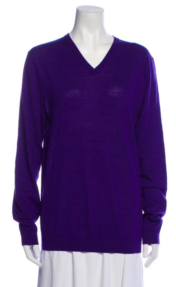 Ted Baker 100% wool vneck long sleeve sweater size 4 large in purple