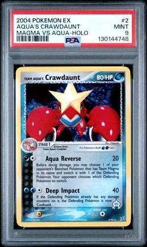 2004 POKEMON EX TEAM MAGMA VS TEAM AQUA #2 TEAM AQUA'S CRAWDAUNT-HOLO PSA 9