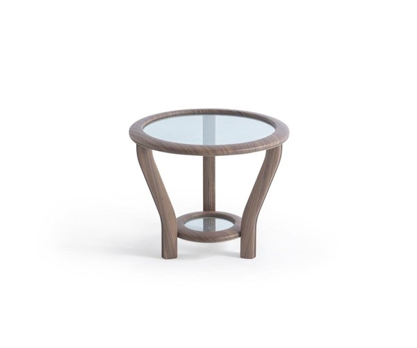 Runder Brauner Beistelltisch Designer Glasplatte Wohnzimmer Tische-image