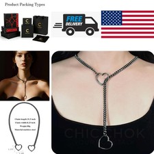 Cuban Chain Choker Necklace 32 Inch Heart O Ring Slip On Black Stainless Steel