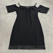 White House Black Market Shift Dress Women XS Black Matte Jersey Knit Versatile