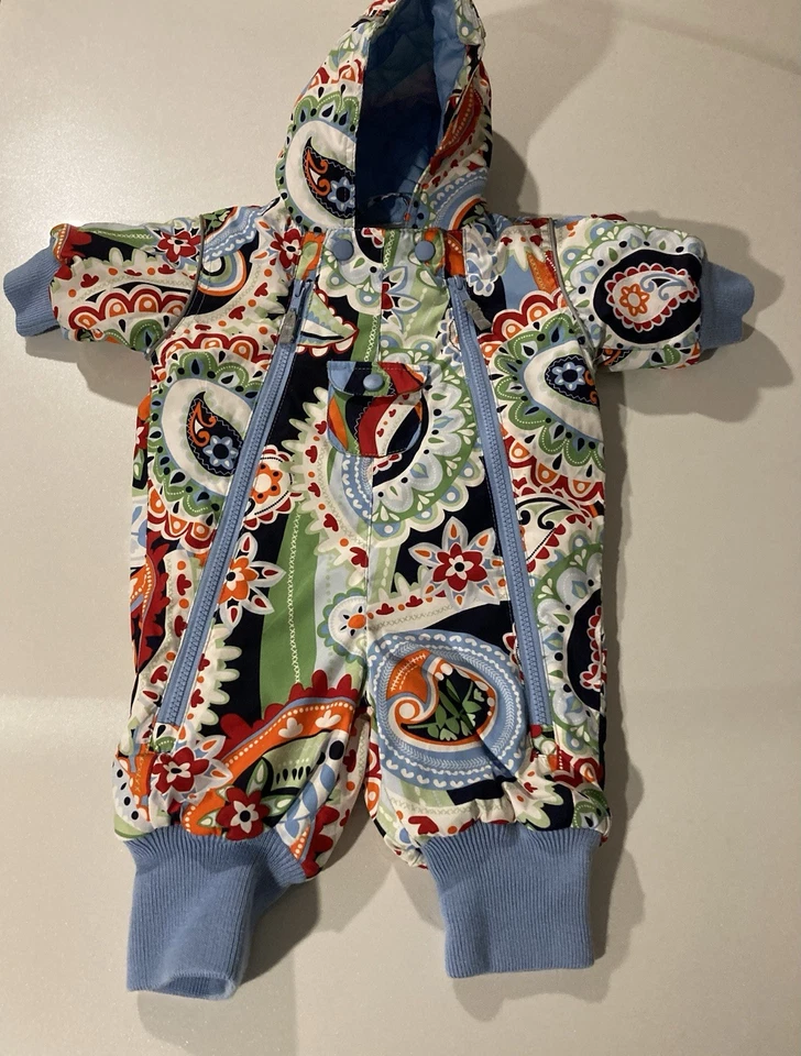Hanna Andersson Snow Winter Bunting paisley blue and green Size 60/ 3-6 M New - Image 2 of 4