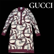 USED GUCCI 100% SILK HORSEBIT BELT DRESS, SIZE 36 GOOD