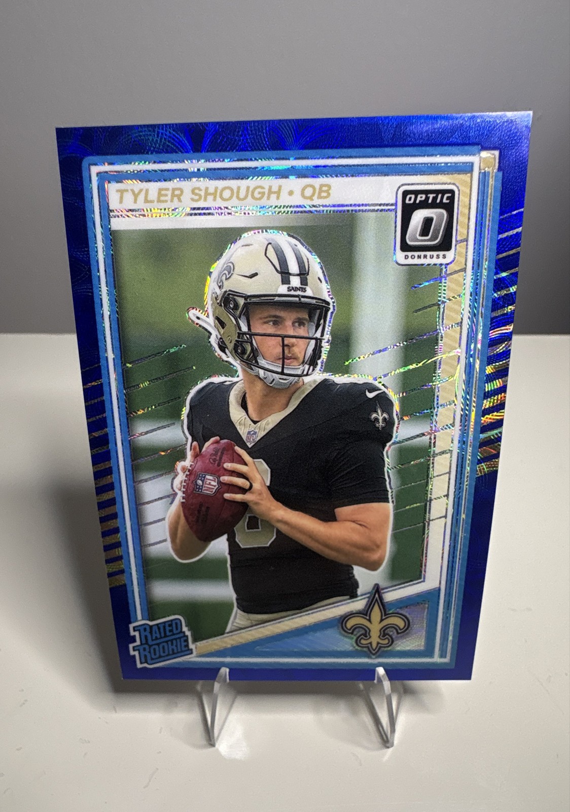 2025 Panini Donruss Optic - Rated Rookie Tyler Shough #223 Blue Scope Prizm (RC)