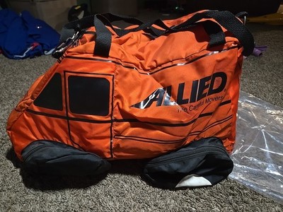 Vtg Allied Careful Movers Van Promo Orange Van Shaped Tote Duffle Bag -21'' X 12''