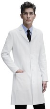 Tailored Lab Coat for Men Button Closing 38 Inch Length White M