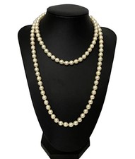 Gumps Freshwater Cultured Pearl 35" Single Strand Flapper Necklace 14ct Gold