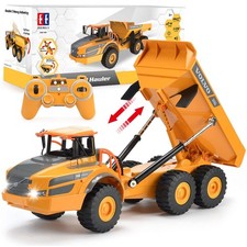 Remote Control Dump Truck Toy for Kids, Articulated Hauler, Lights, Birthday Gif