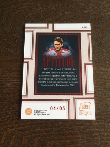 2025 Futera Khvicha Kvaratskhelia PSG Georgia Game Used Patch Ruby 4/5 - Picture 2 of 2