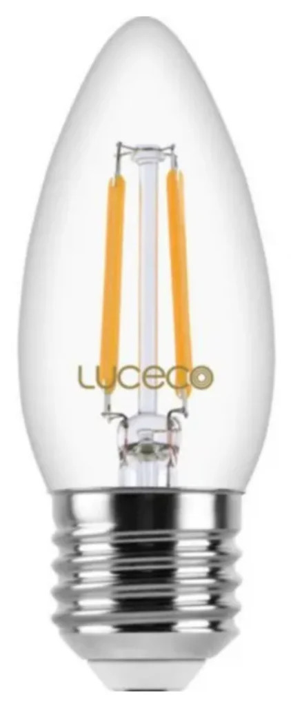 Clear 4w Filament LED Candle Non Dimmable 2700K E27 470lm =40w Luceco LC27W4F47