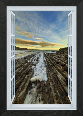 Offenes Fenster Meerblick Gerahmtes Wandbild Poster Leinwanddruck Bild