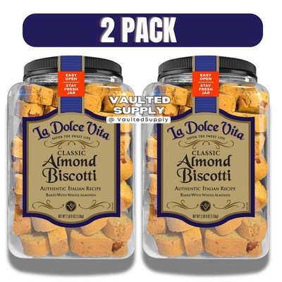 La Dolce Vita Classic Almond Biscotti 2 Pack Authentic Italian Cookie 80 oz...