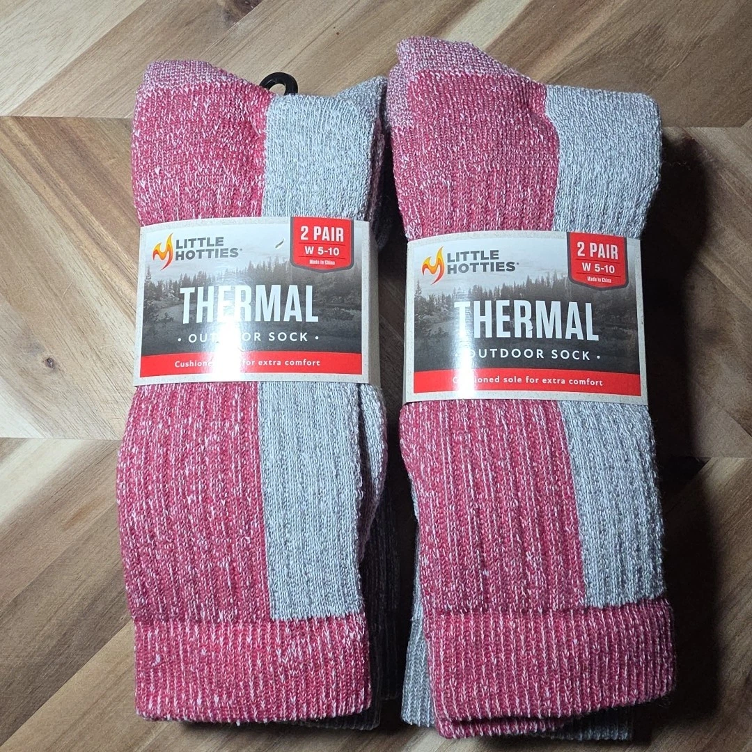 Little Hotties 🔥 THERMAL (4Pk) PINK Outdoors Hiking Wool Socks Woman's 5-10 NEW