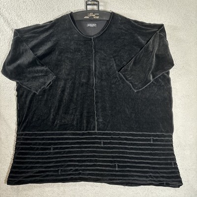 Hebbeding Holland Black Velvet Oversized Lagenlook Top Tiered Hem Women One Size