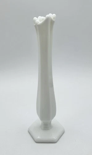 Vintage Westmoreland White Milk Glass Swung Bud Vase 9” Marked
