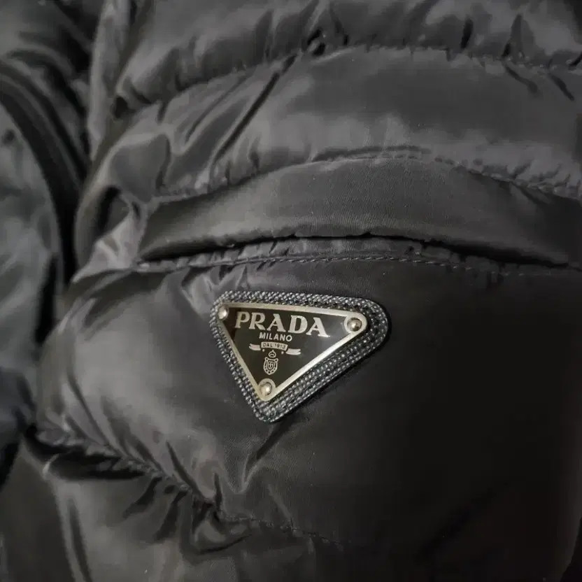 Prada Black Puffer Jacket with Triangular Logo - … - image 1