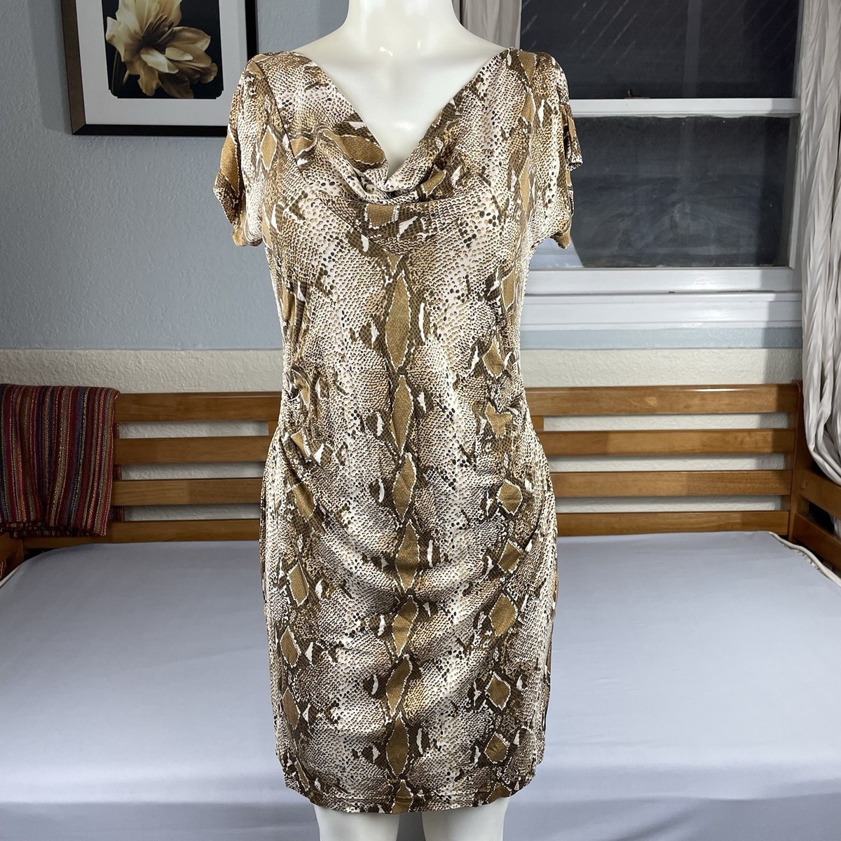 snakeskin midi dress She's A Queen PU Midi Dress Tan Snake