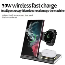 3-in-1 Foldable Wireless Charging Stand For Android/Samsung Phone Watch Buds NEW