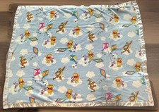 Vintage Handmade Classic Winnie the Pooh Baby Crib Blanket Satin Trim 61x49