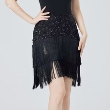 Womens Professional Fringes Latin Dance Skirts Cha Cha Rumba Samba Dancewear
