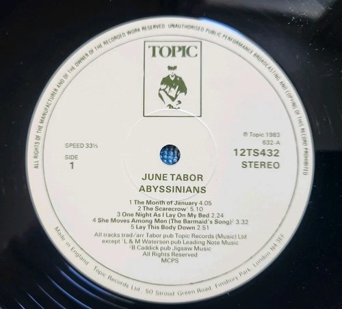 June Tabor ‎– Abyssinians - Topic Records ‎– 12TS432 -  Vinyl, LP, Album, Stereo image 6