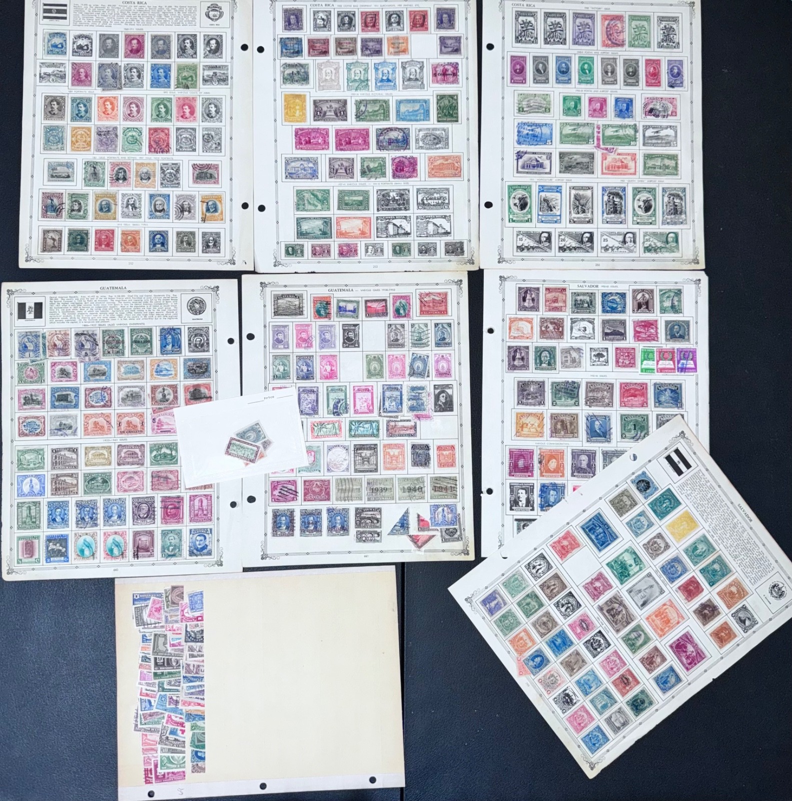Vintage Costa Rica, Guatemala, Honduras, Salvador Stamp Regent Pgs 1880-50s 500+