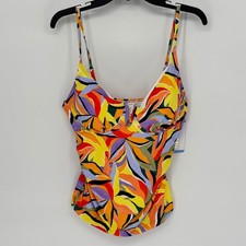 Anne Cole Womens Swim Top Tankini Abstract Floral Print Adjustable Straps Large
