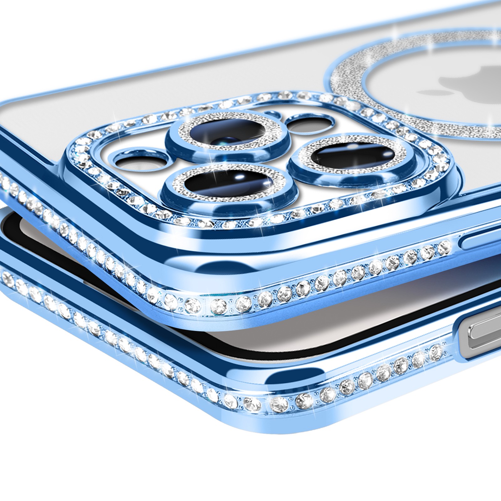 Coque Diamant iPhone 14 Pro Bleu Idéale Soirée et Mode - 3