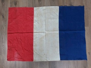 Vintage French Tricolour Flag With Sewn Panels 80cm X 56cm