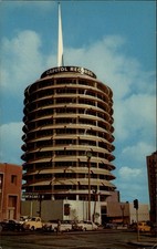 Hollywood California Capitol Records Tower Vine St 1950s cars unused postcard